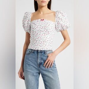 NWOT Reformation Marella Puff Sleeve Linen Top